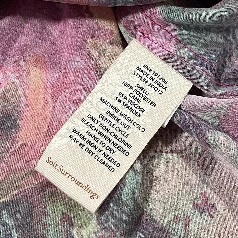 Soft Surroundings Women's Blouse Chiffon Floral Flowy Artsy Lightweight L Pink - Picture 3 of 7